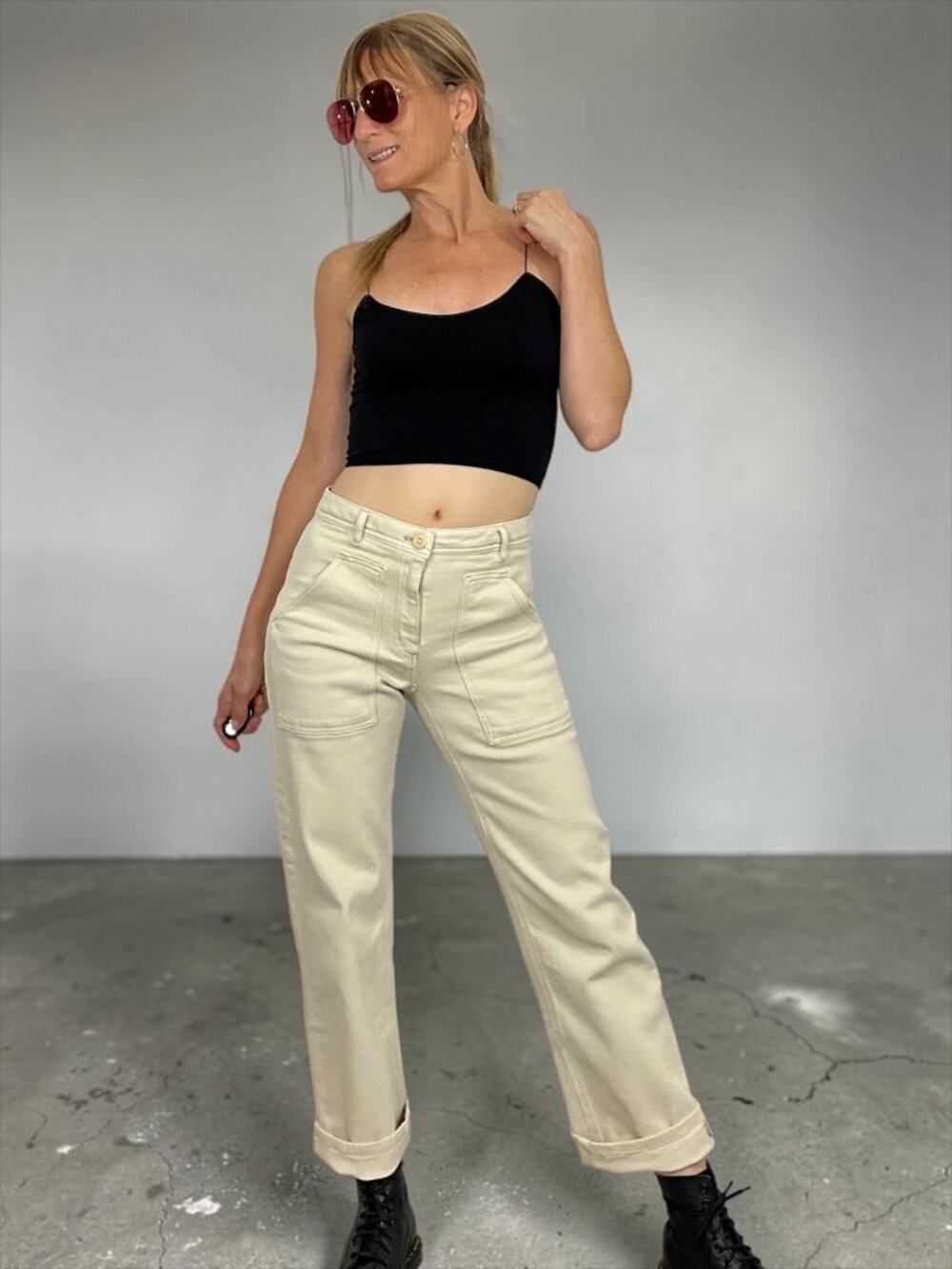 Aritzia Wilfred Free Modern Utility Pant 00 Birch Cream Straight Leg Mid Rise
